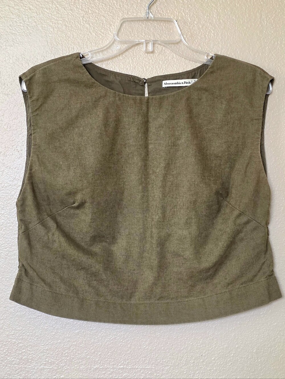 Abercrombie & Fitch Womens Olive Green Cropped Sleeveless Top - Size Small